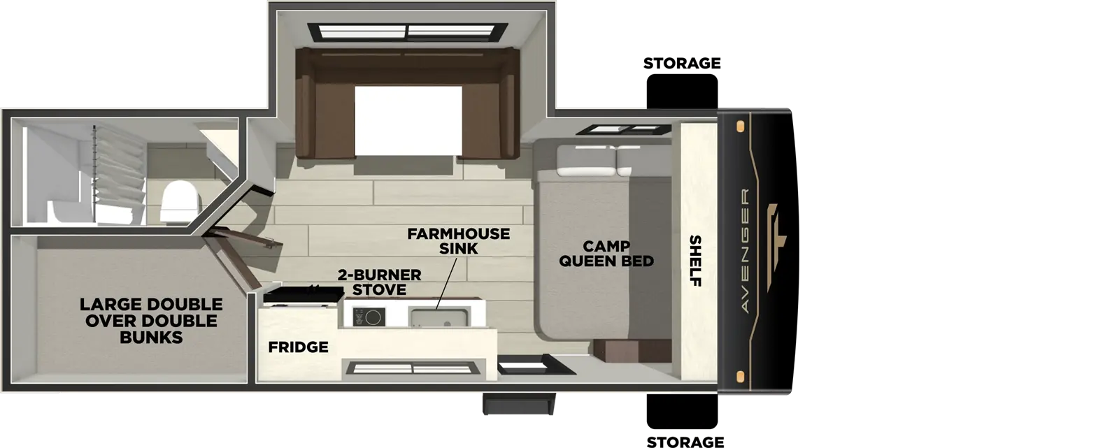 New 2026 Prime Time RV Avenger LT 18DBS — floorplan 1