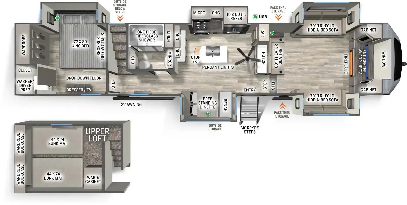 New 2026 Forest River RV Sandpiper 3990FL — floorplan 1