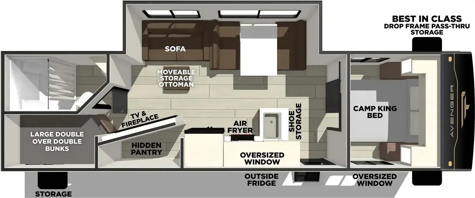 New 2026 Prime Time RV Avenger 26DBS — floorplan 1