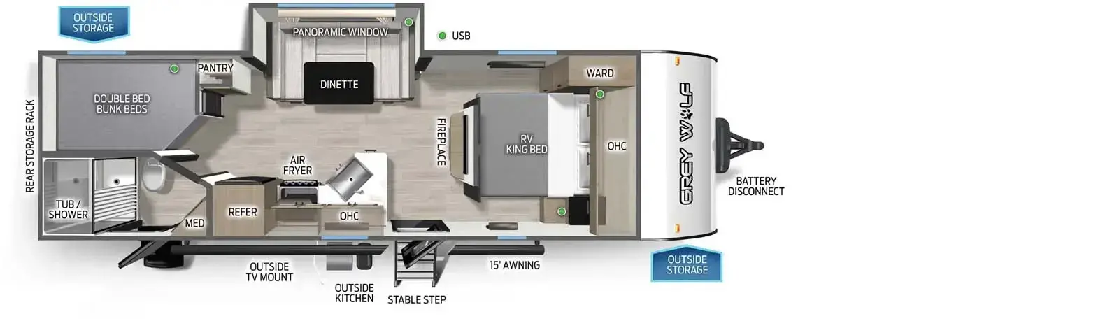 New 2026 Forest River RV Cherokee Grey Wolf 23DBH — floorplan 1