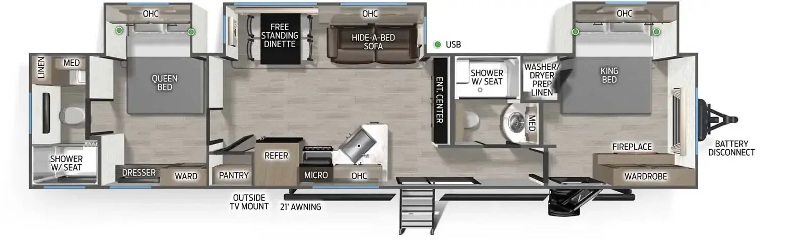 New 2026 Forest River RV Cherokee Timberwolf 39HBA — floorplan 1