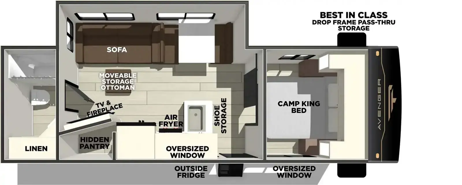 New 2026 Prime Time RV Avenger 25RBS — floorplan 1